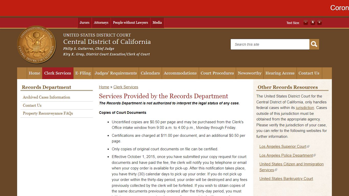 Records | Central District of California | United States District Court